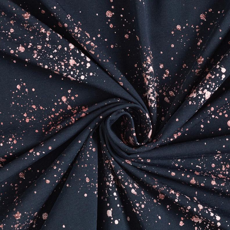 Cotton Jersey gold flecks | Glitzerpüppi – blue-black/dark dusky pink,  image number 3