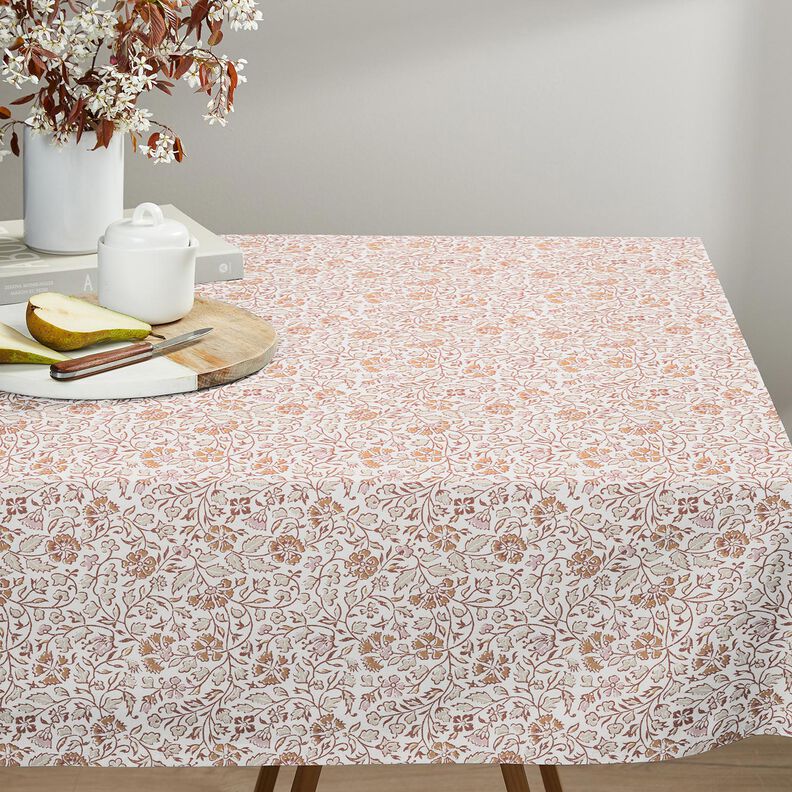 Cotton Cretonne delicate floral pattern – white/cinnamon,  image number 7