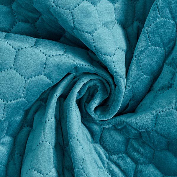 Upholstery Fabric Velvet Honeycomb Quilt – petrol,  image number 3