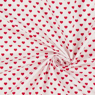 Mini Hearts Poplin Fabric – white, 