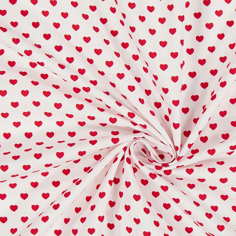Mini Hearts Poplin Fabric – white,  image number 2