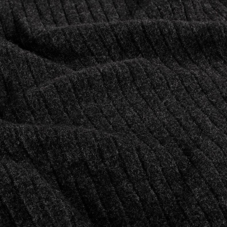 Super soft rib knit plain – black,  image number 2