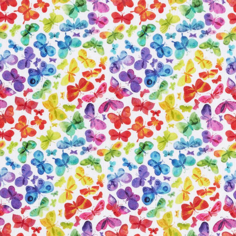 Cotton Poplin Rainbow Butterflies Digital Print – white/colour mix,  image number 1