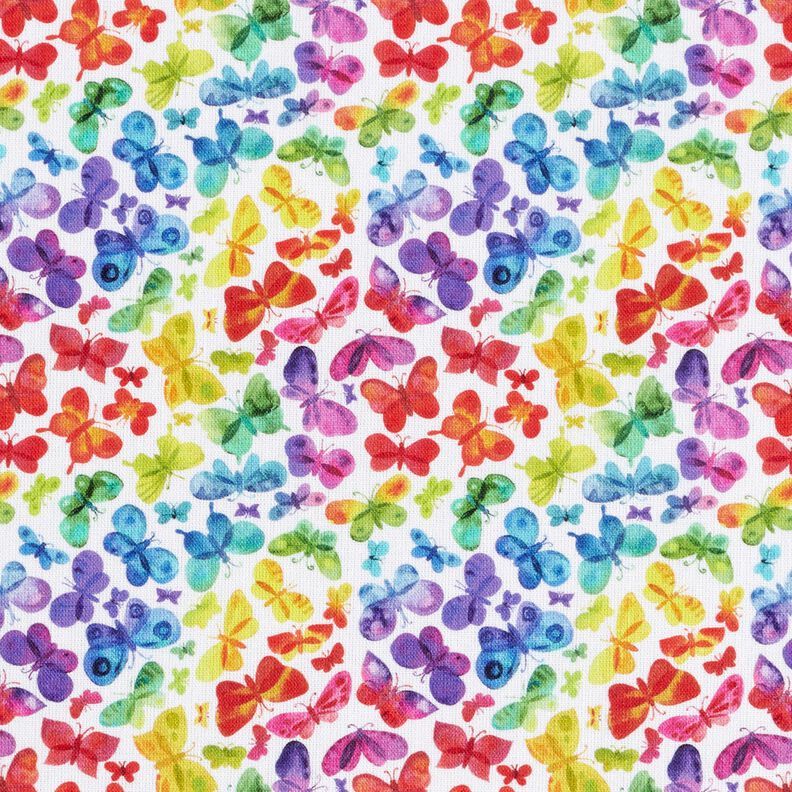 Cotton Poplin Rainbow Butterflies Digital Print – white/colour mix,  image number 1