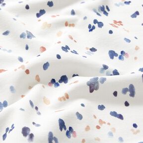 GOTS Cotton Jersey Watercolour dots digital print – white/indigo, 