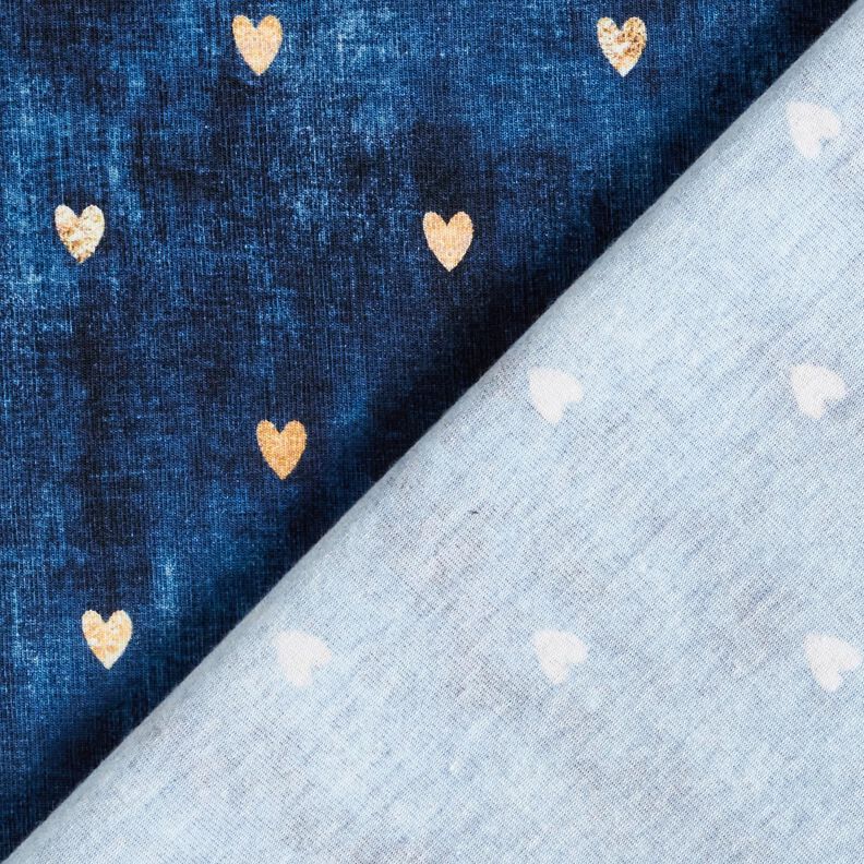 Cotton Jersey golden hearts | Glitzerpüppi – indigo,  image number 4