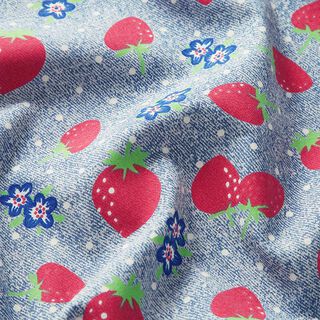 Chambray Strawberries and Flowers – light blue/white, 