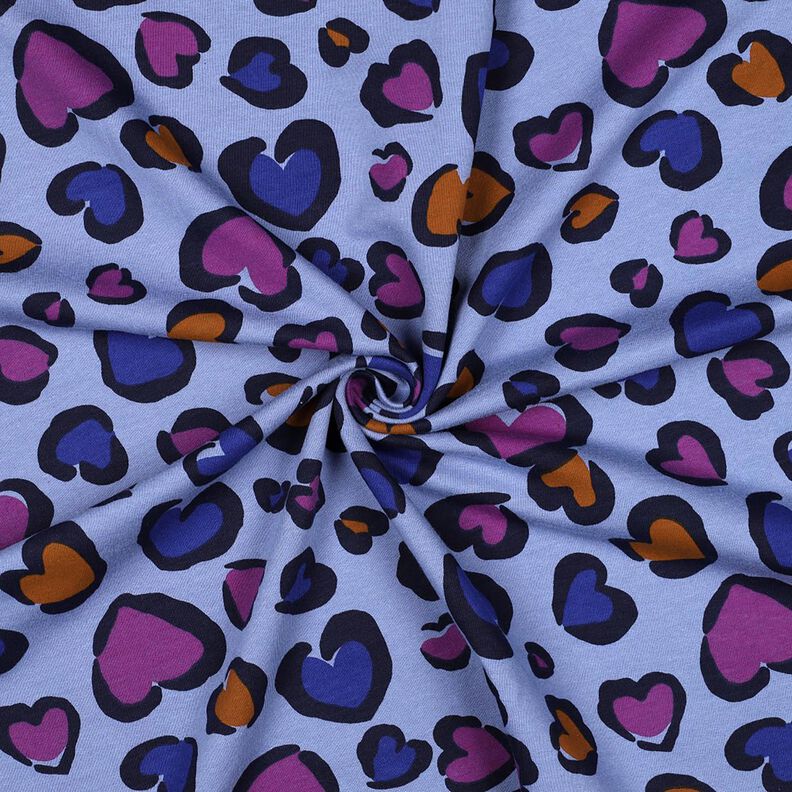 Brushed Sweatshirt Fabric colourful hearts | Poppy Fabrics – steel blue,  image number 3