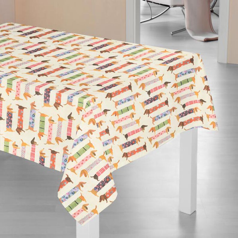 Dachshund Digital Print Panama – cream,  image number 6