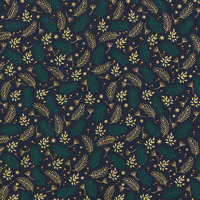 Cotton Poplin Branches and Berries – midnight blue/gold, 