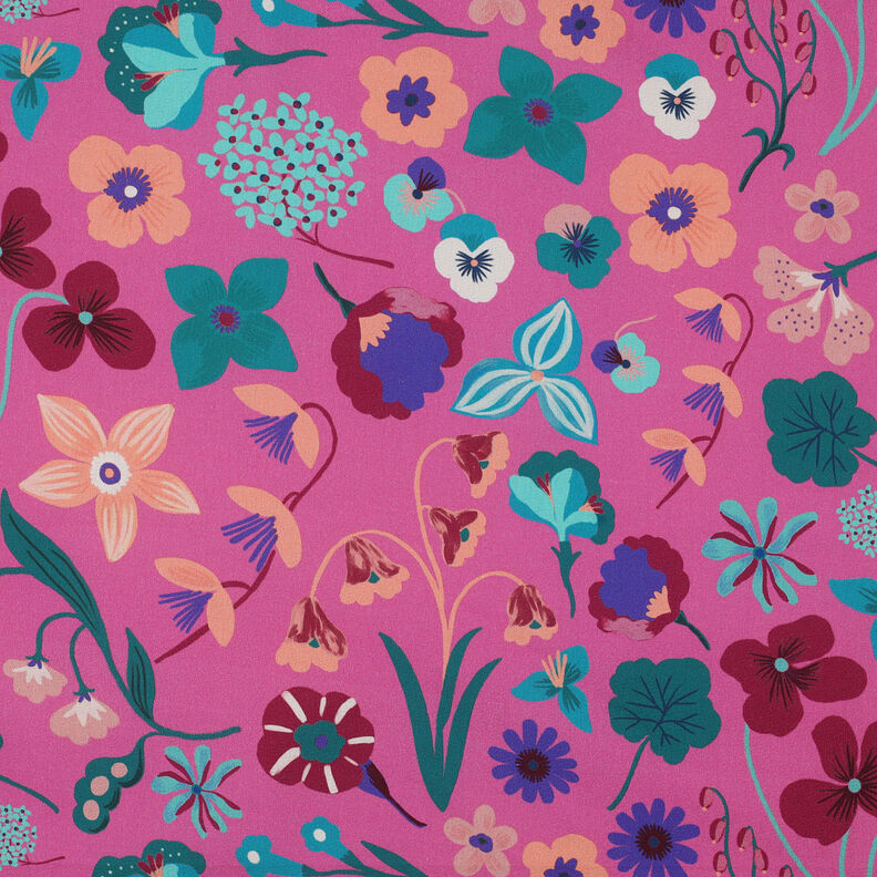 Cotton Poplin Meadow Flower Digital Print | Nerida Hansen – pink/petrol,  image number 1