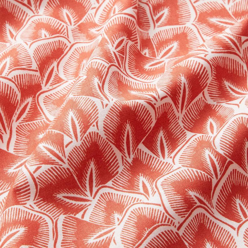 Cotton Cretonne Abstract leaves – terracotta/ivory,  image number 2