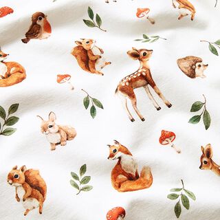French Terry woodland animals Digital Print – white, 