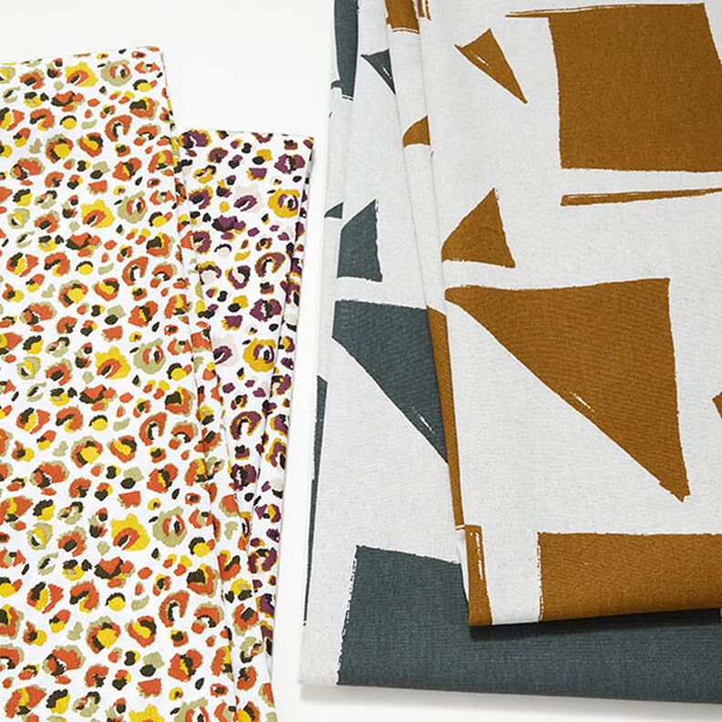 Decor Fabric Half Panama abstract shapes – mustard/natural,  image number 5