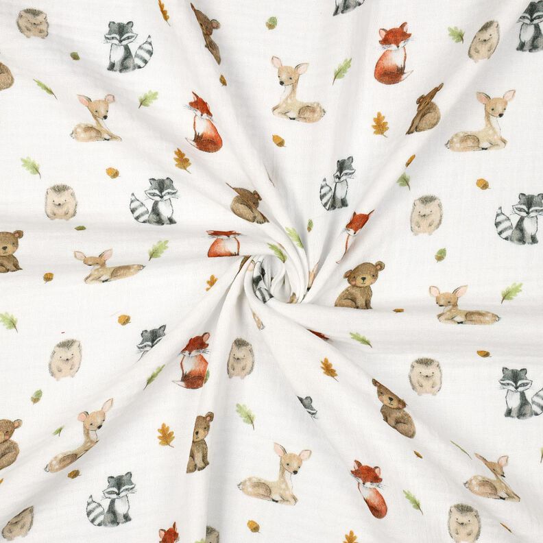 Double Gauze/Muslin woodland animals Digital Print | Poppy Fabrics – white/terracotta, image number 3
