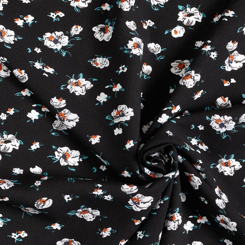 Viscose fabric flower shower – black, image number 3