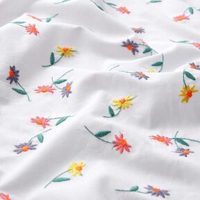 Fine Cotton Batiste embroidered flowers | Poppy Fabrics – white/neon orange, 