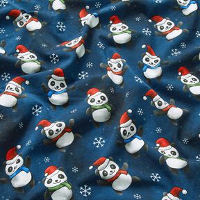 Cotton Jersey Panda in Christmas spirit | Glitzerpüppi – midnight blue/chili, 