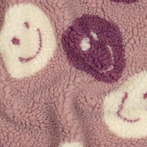 Teddy Fur smilies | Poppy Fabrics – dark dusky pink/offwhite, 