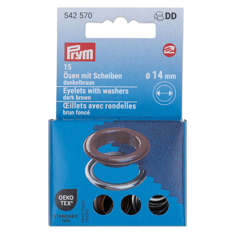 Eyelets with washers [15 pieces | Ø 14 mm] | Prym – dark brown/metallic silver,  image number 1