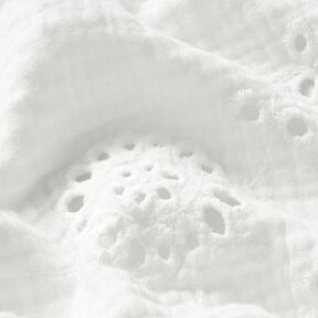 Double Gauze/Muslin Broderie Anglaise Flowers – white, 