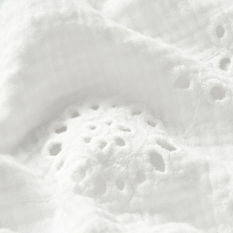 Double Gauze/Muslin Broderie Anglaise Flowers – white,  image number 2