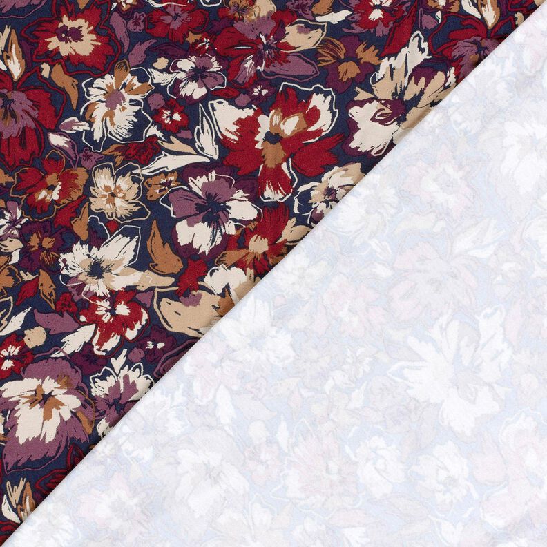 Viscose Jersey expressive flowers – navy blue/red lilac, image number 4
