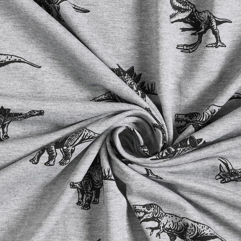 French Terry Dinosaurs – silver/black,  image number 3