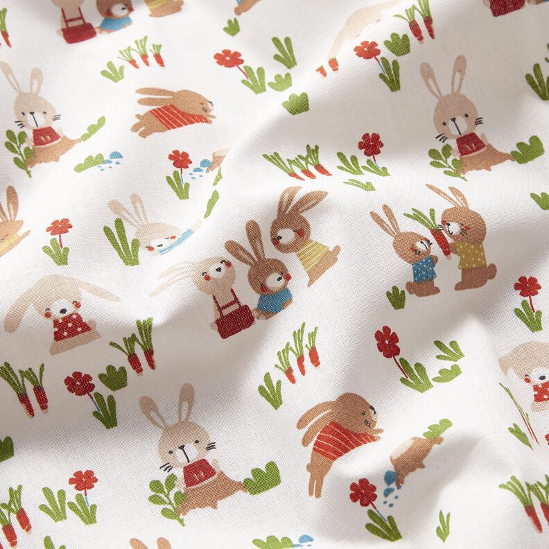 Cotton Poplin Bunnies in the garden – white,  image number 2
