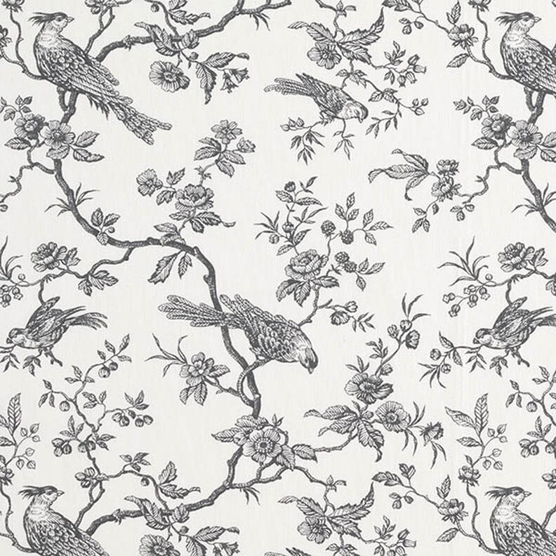 Cotton Cretonne birds – slate grey/offwhite,  image number 1