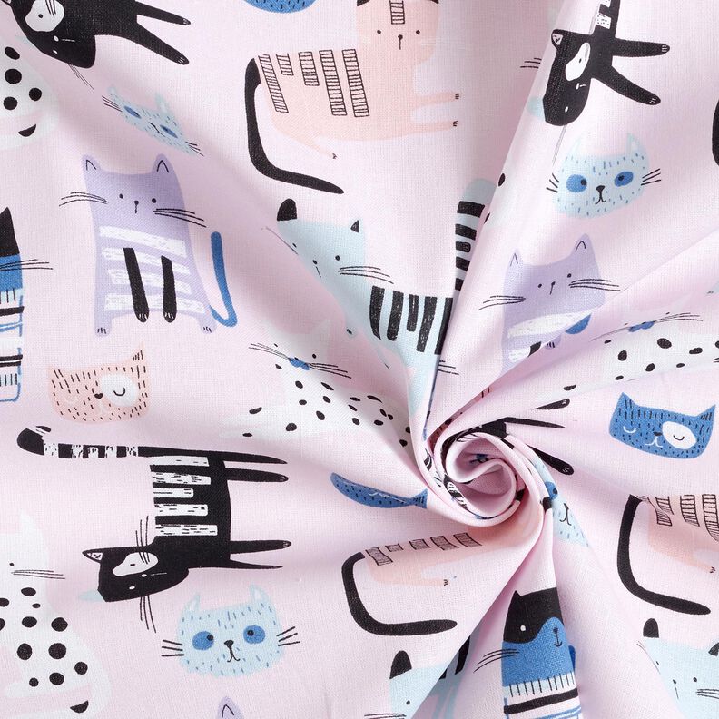 Cotton Cretonne abstract cats – light pink/white, image number 3