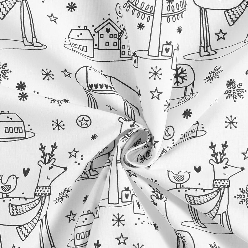 Cotton Poplin Colouring Fabric Christmas – white/black,  image number 4