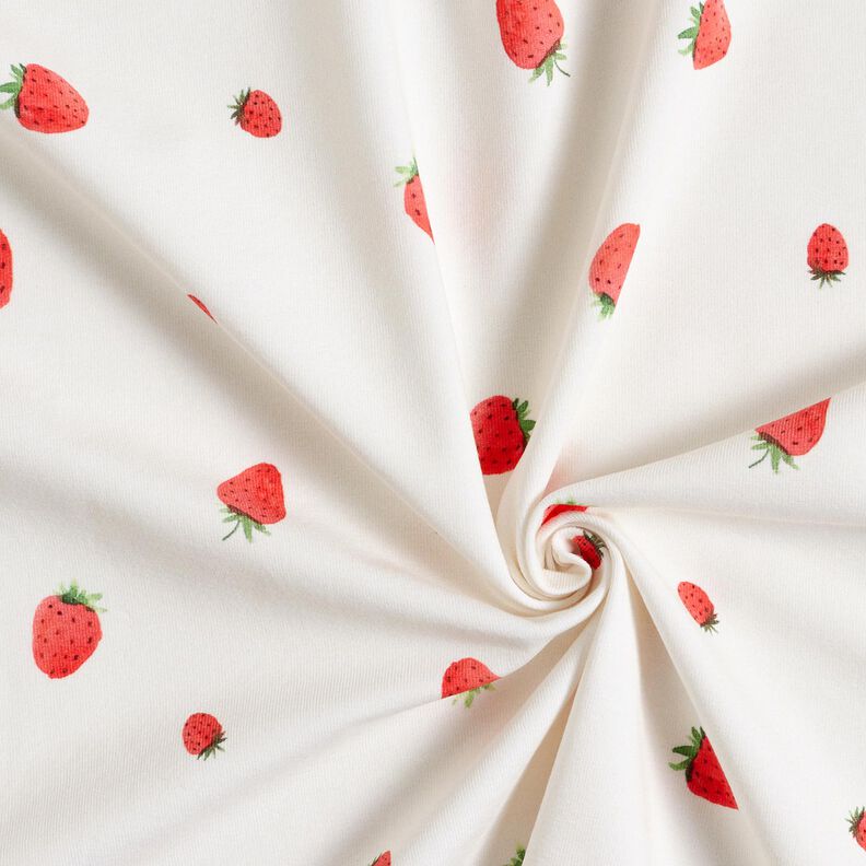 GOTS Cotton Jersey watercolour strawberries Digital Print – ivory, image number 3