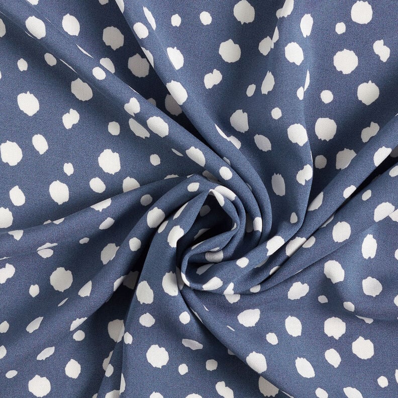Irregular dots viscose fabric – steel blue/white,  image number 3