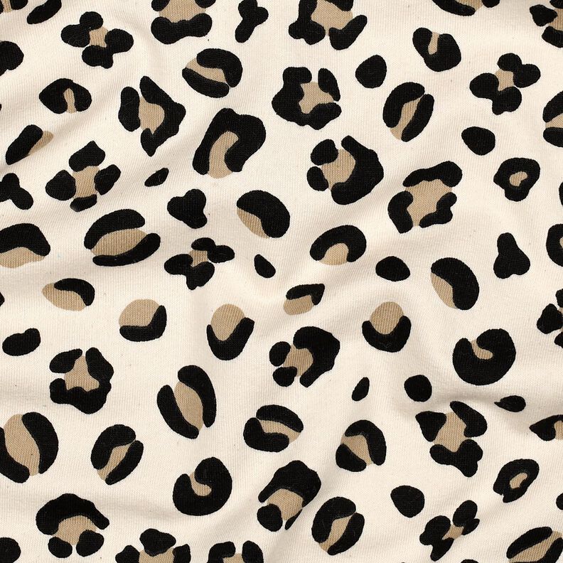 Brushed Sweatshirt Fabric Leopard Print | Poppy Fabrics – cream/anemone, image number 2