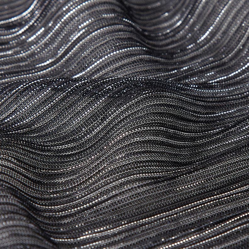 Transparent pleated glitter stripes – black,  image number 2