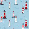 Cotton Cretonne lighthouses – sky blue,  thumbnail number 1