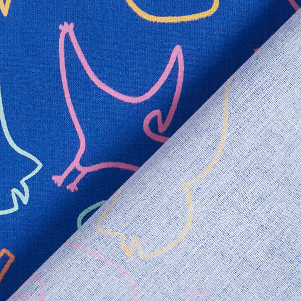Cotton Poplin Dino contours – royal blue, image number 4