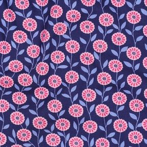 Cotton Poplin summer flowers| Poppy Fabrics – pink/indigo, 
