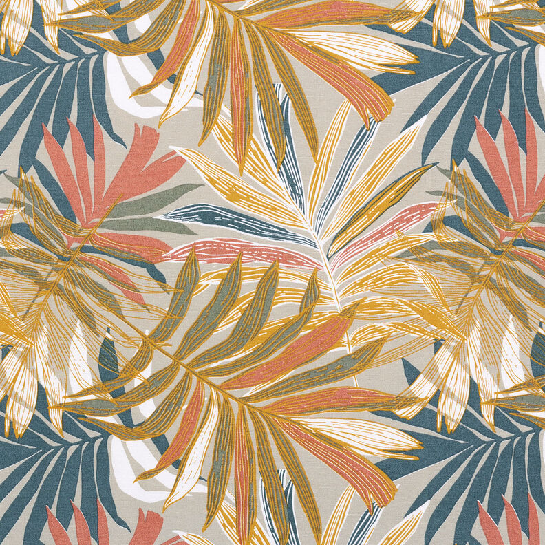 Decor Fabric Canvas Jungle Leaves 280 cm – light taupe/copper,  image number 1