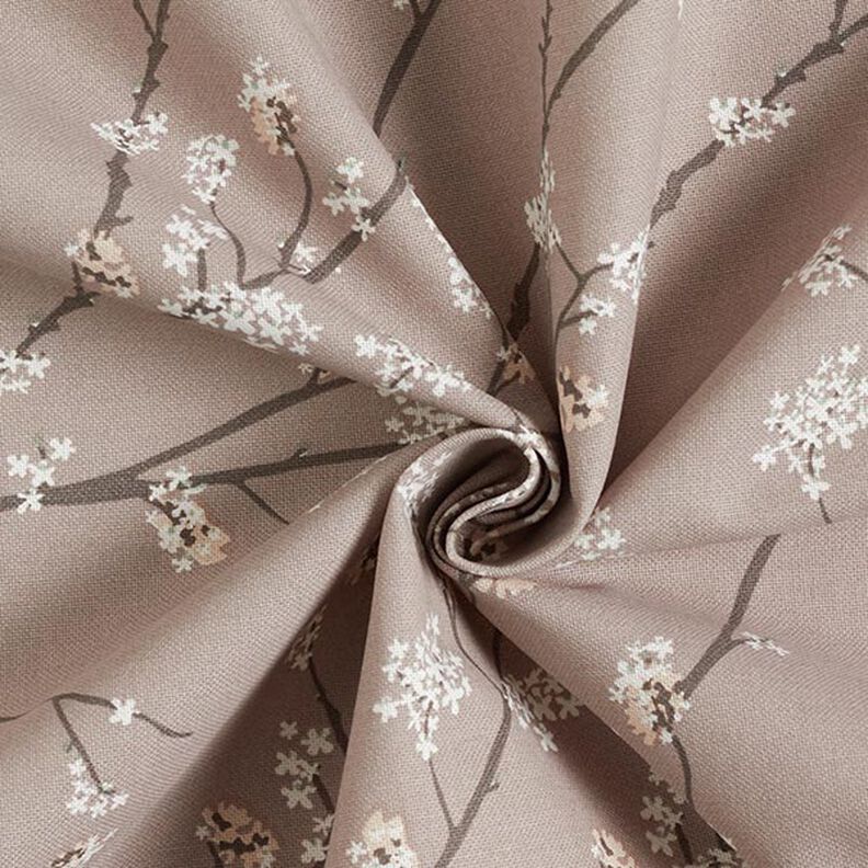 Decor Fabric Half Panama Flowering Branches – taupe,  image number 3