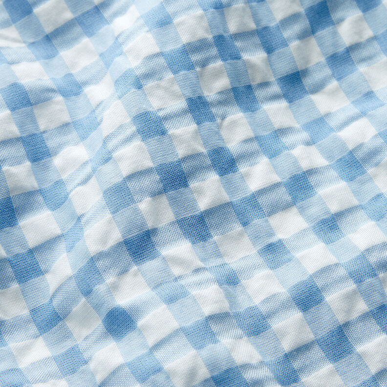 Large gingham check seersucker – white/light blue,  image number 2