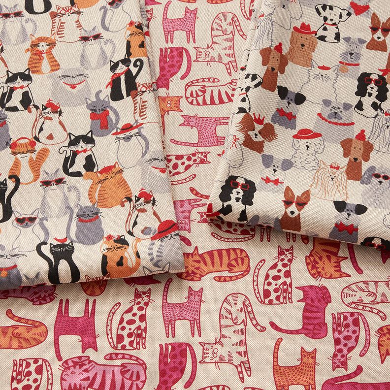 Decor Fabric Half Panama elegant dogs – natural/grey,  image number 5