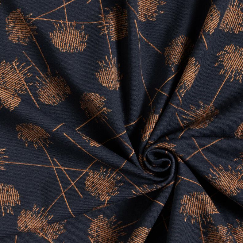 Cotton Jersey Abstract Plants – blue-black/light brown,  image number 3