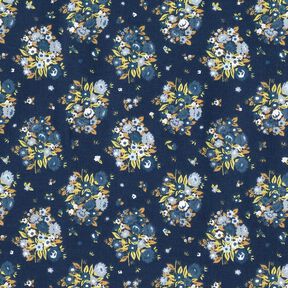 Organic Cotton Poplin Flower bouquet – navy blue, 