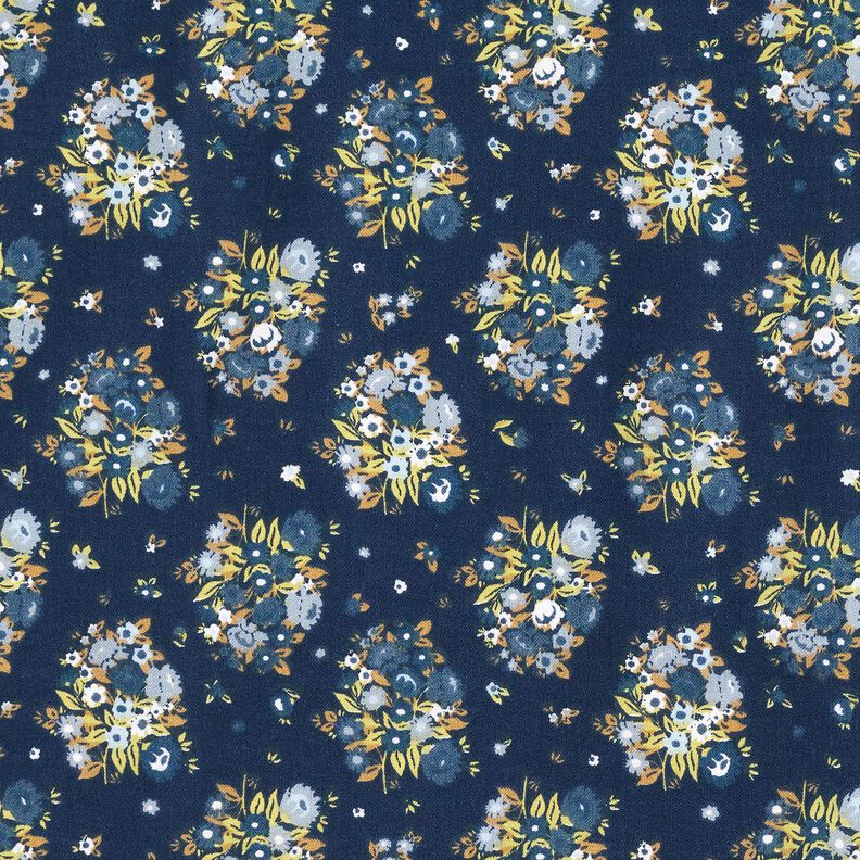 Organic Cotton Poplin Flower bouquet – navy blue,  image number 1