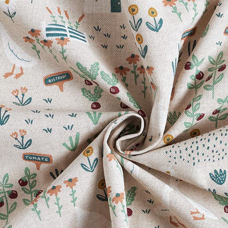 Decor Fabric Half Panama farmyard – natural/green,  image number 3