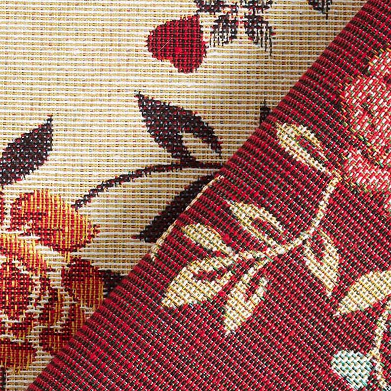 Decor Fabric Tapestry Fabric Creeping Roses – light beige/red,  image number 4