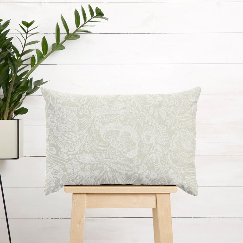 Decor Fabric Half Panama Floral Paisley – natural/white,  image number 7