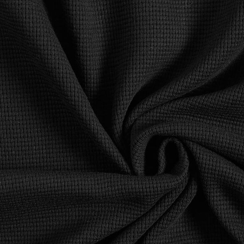 Mini Cotton waffle jersey Plain – black, image number 1